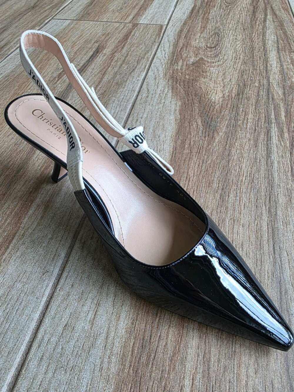 Dior J'Adior Slingback Ribbon Black Patent Leather Eur. 40.5